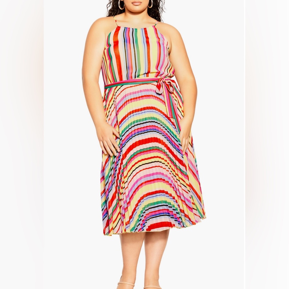 City Chic Rainbow Halter Dress